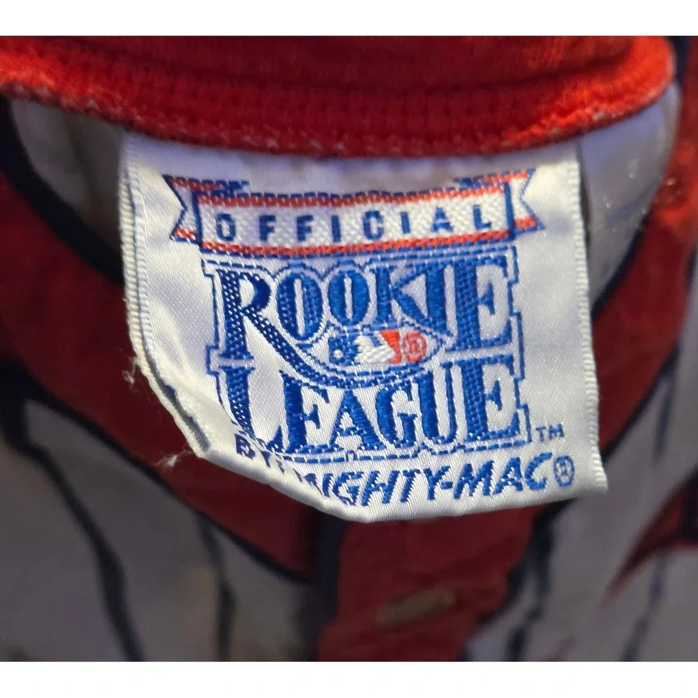 Vtg Rookie League Atlanta Braves Bodysuit Hat Set Baby Size 3-6M White Red Blue